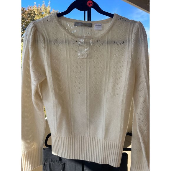 NWT Searle The Color Mustard White Cashmere Sweater Size S - Picture 3 of 10